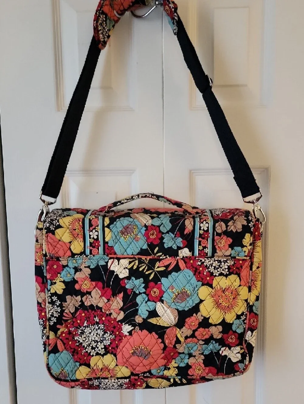 Vera Bradley Black Multi Floral Quilted Laptop Bag